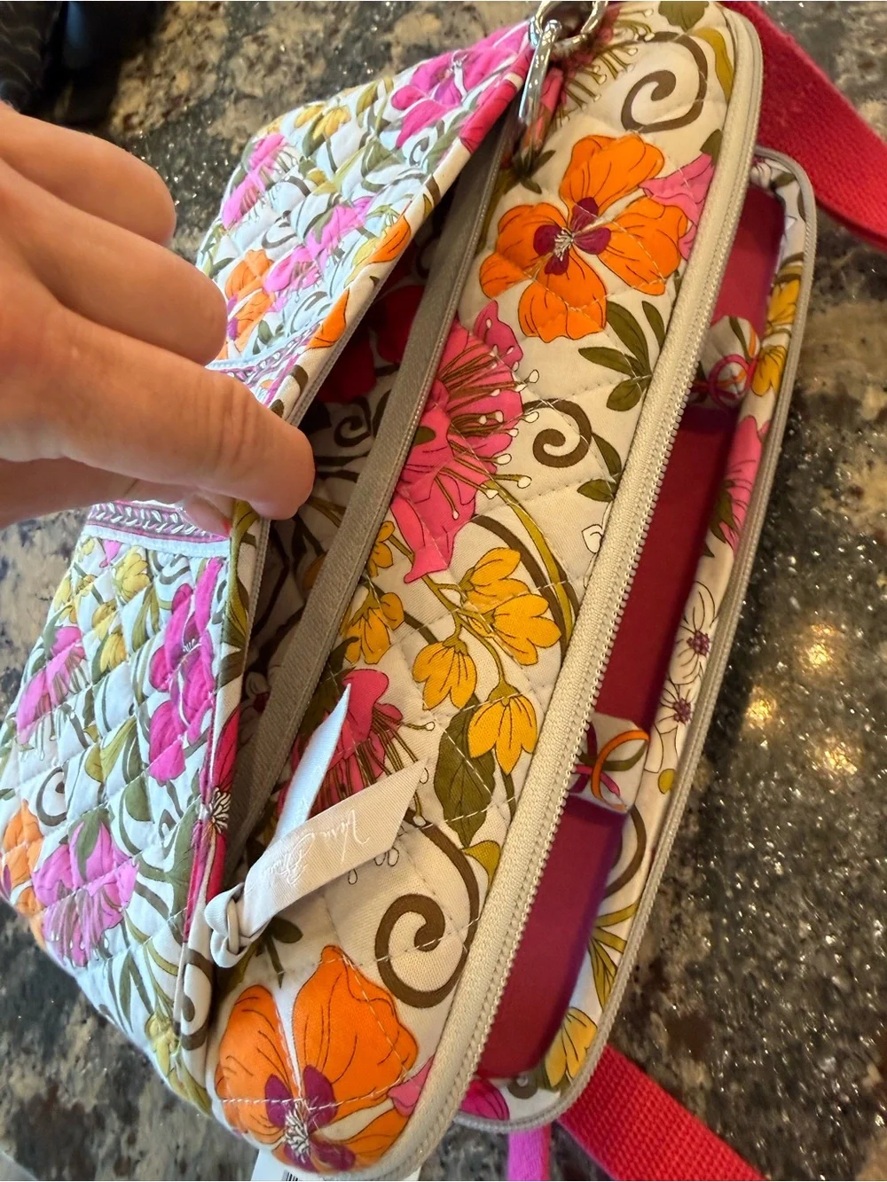 Vera Bradley Pink, Orange & Yellow Floral Quilted Crossbody